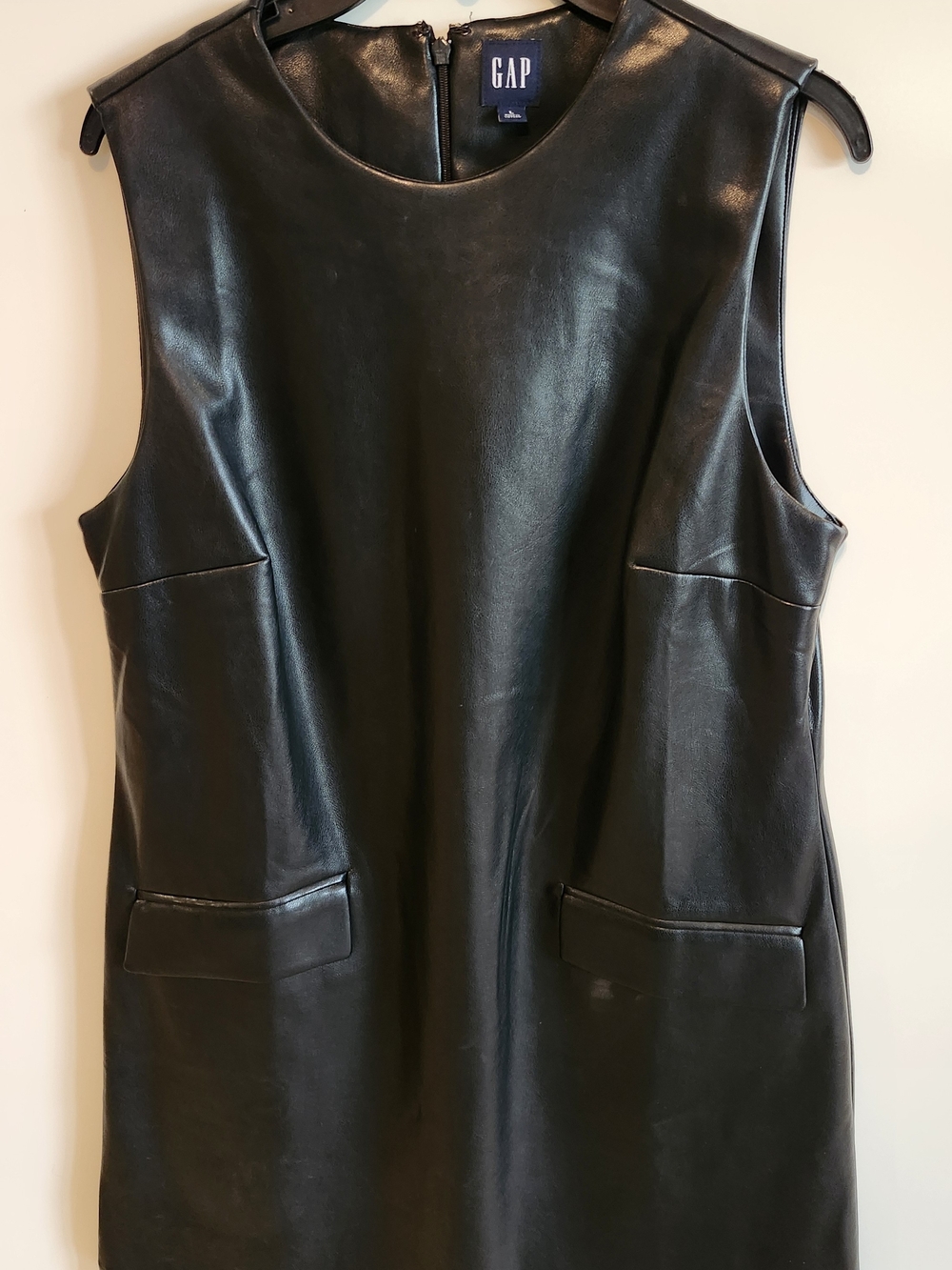 GAP Black Faux Leather Sleeveless Shift Dress Large